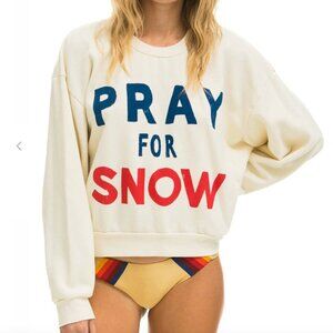 Aviator Nation Pray For Snow Relaxed Crewneck Sweatshirt in Navy